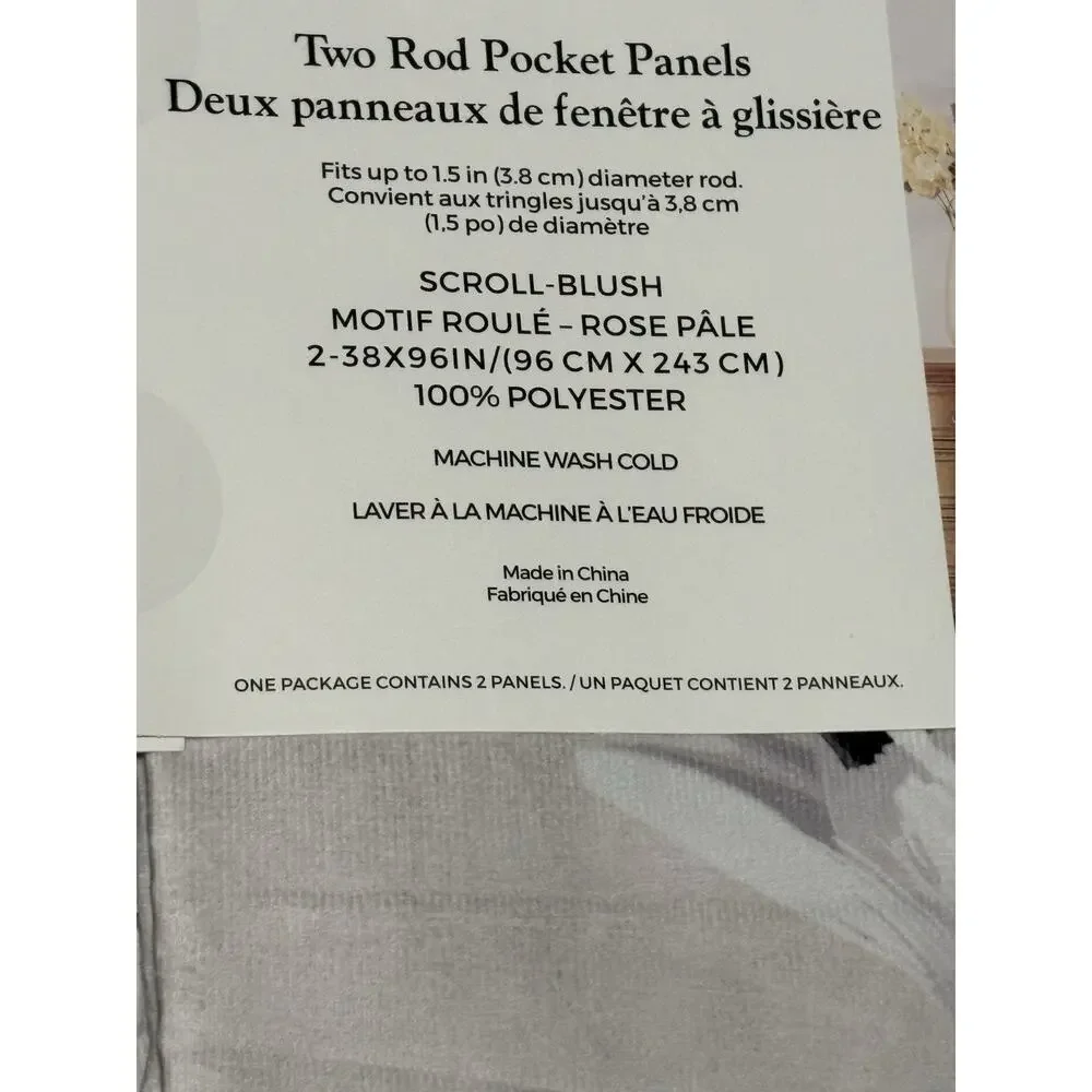 Callisto Home Heron Bird Window Curtains Panels 38 X 96” Set Of 4 Panels Blush